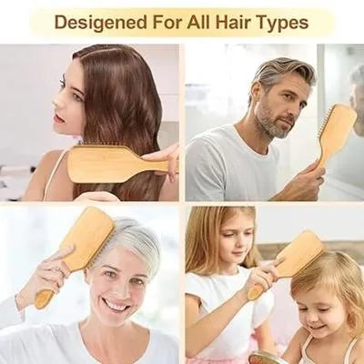 Bamboo Hair Brush for Detangling & Scalp Care