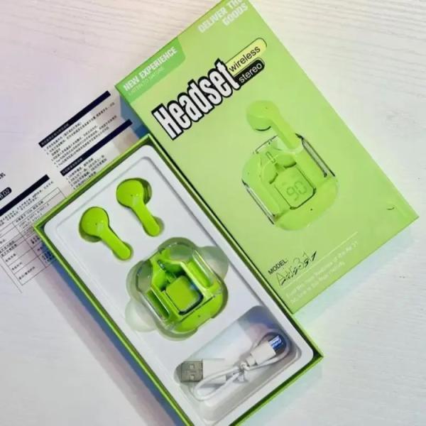 Air 31 Tws Original With Big Packing Transparent Earbuds Bluetooth 5.3v Green