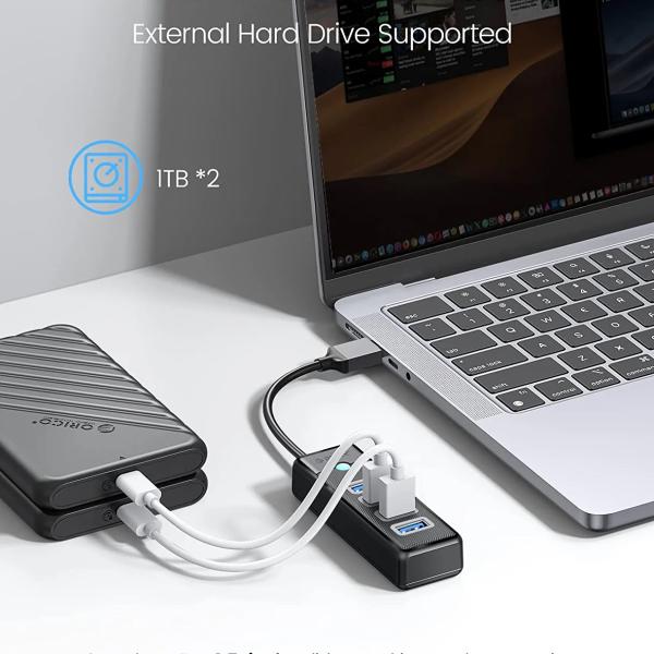 Pw4u Orico 4-port Usb Hub 3.0 5gbps High Speed Fast Data Transfer