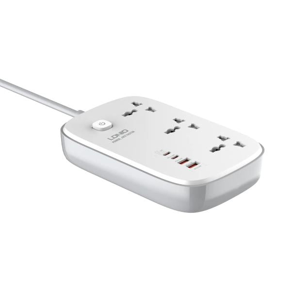 Ldnio Sc6 45w Gan Fast Charging 3250w Power Extension 3 Sockets 2 Usb-a + 2 Usb-c 2m