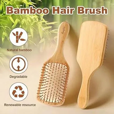 Bamboo Hair Brush for Detangling & Scalp Care