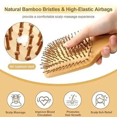 Bamboo Hair Brush for Detangling & Scalp Care