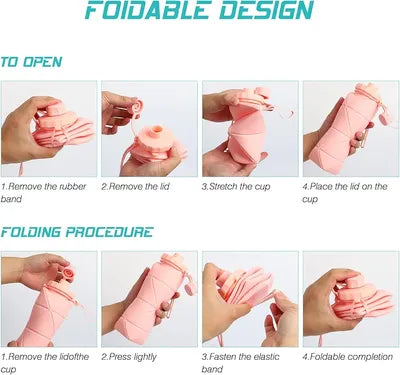 Foldable Silicone Water Bottle 600ml Multicolor